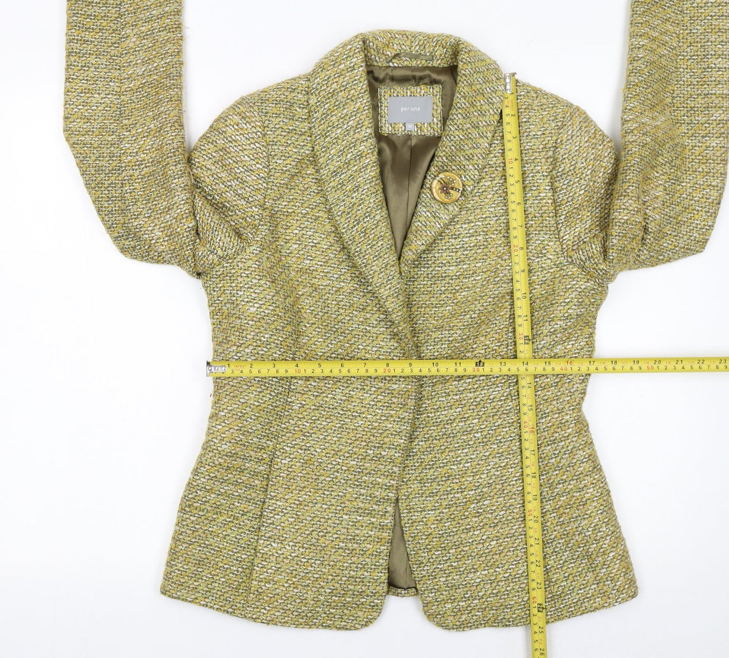 Marks and Spencer Per Una Women's Beige Bouclé Blazer Size 10