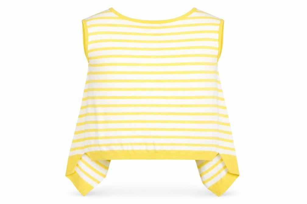 Next Women's Yellow Striped Linen Acrylic Sleeveless Cardigan UK 12