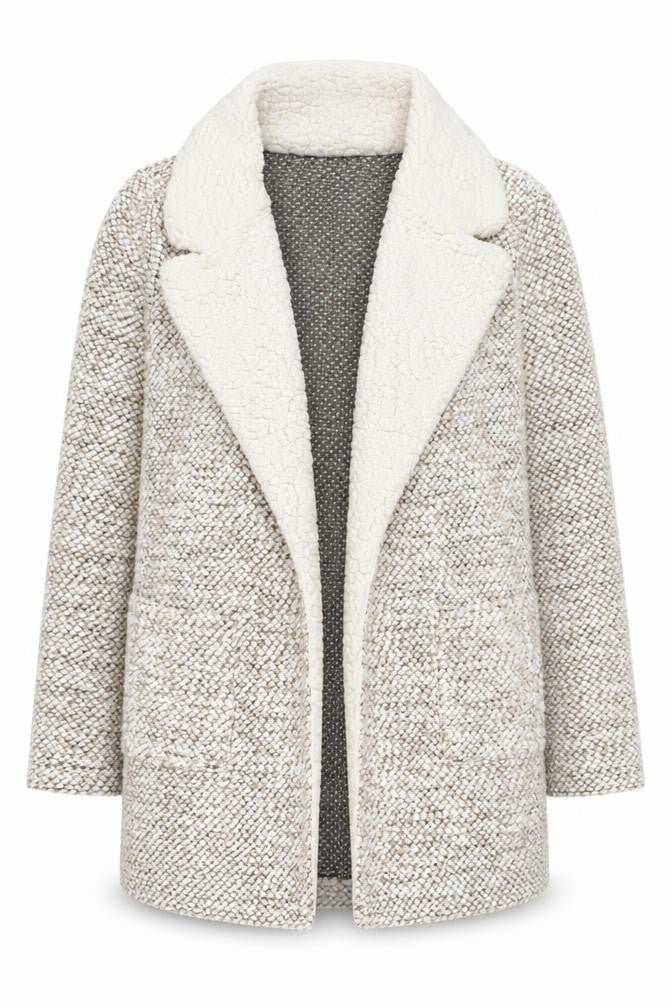 Me Jane Women Beige Faux Fur Lined Open Cardigan Size S