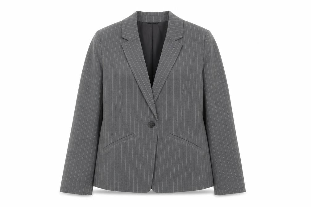 Tu Women’s Grey Pinstripe Blazer Size 16 Regular Fit Single-Breasted