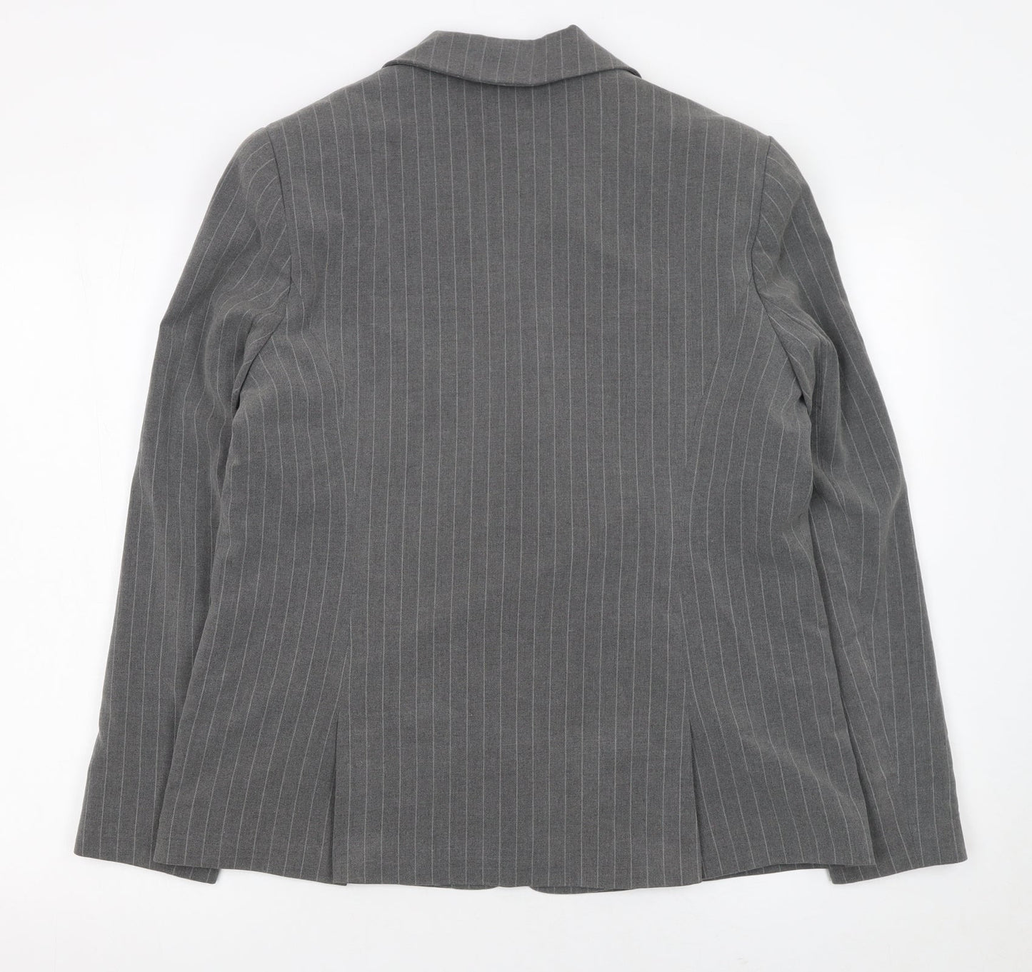 Tu Women’s Grey Pinstripe Blazer Size 16 Regular Fit Single-Breasted