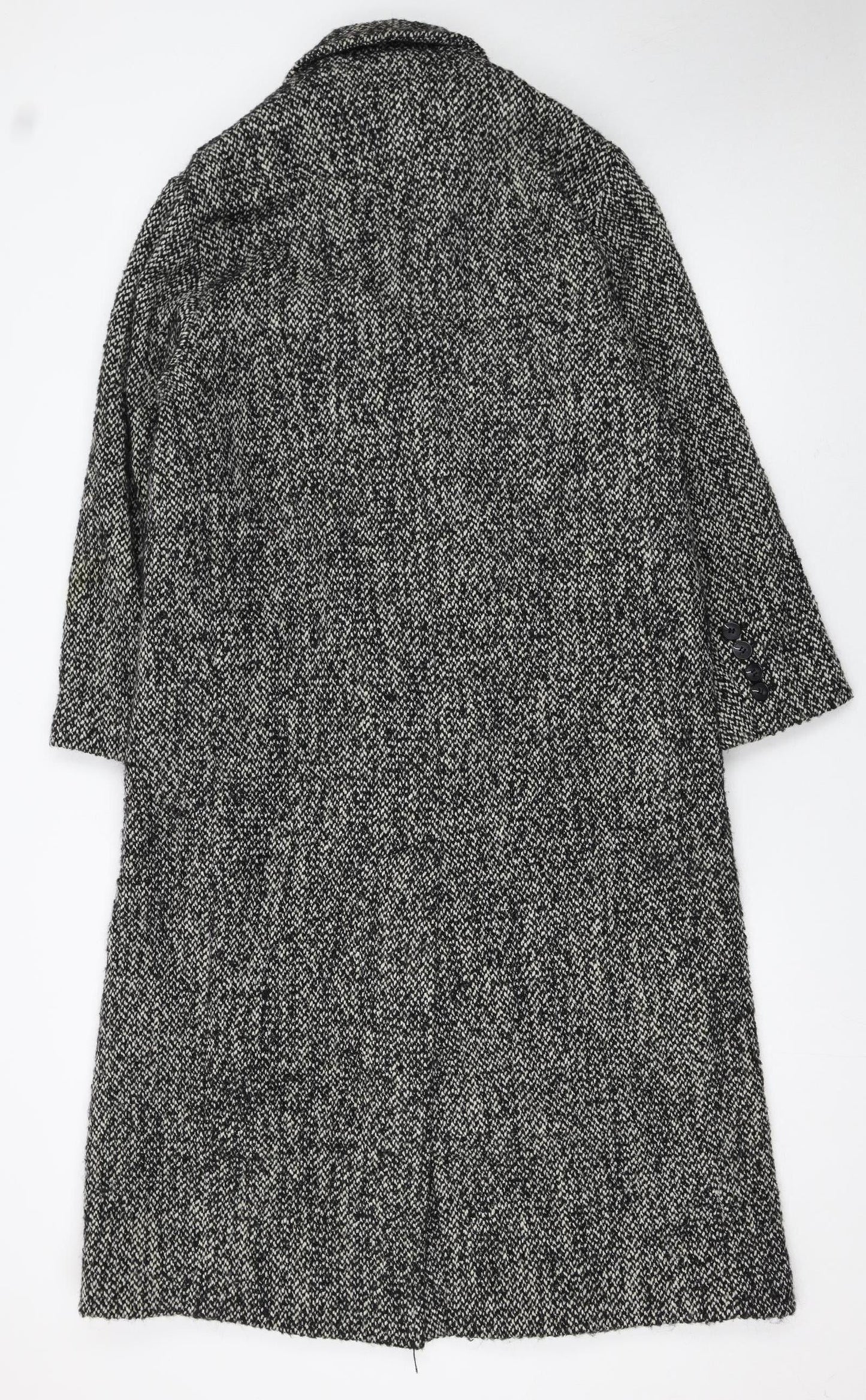 H&M Women's Grey Wool Blend Tweed Long Overcoat XS