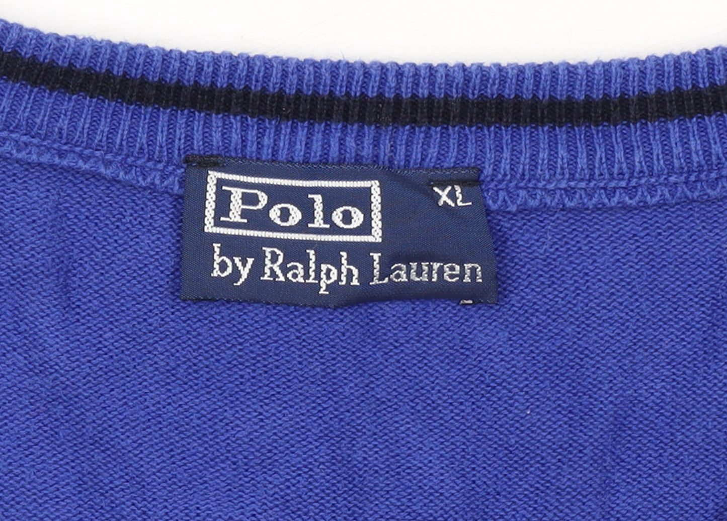 Polo Ralph Lauren Men's Blue Argyle V-Neck Cotton Jumper XL
