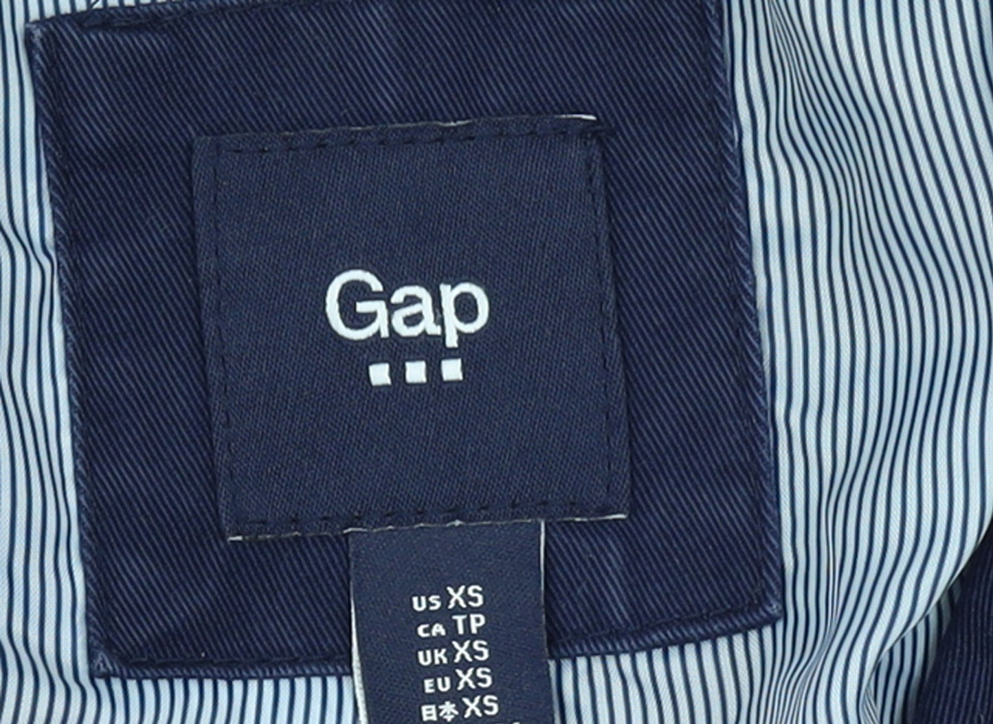 Gap Women's Blue Cotton Trench Coat XS Belted Mid-Length
