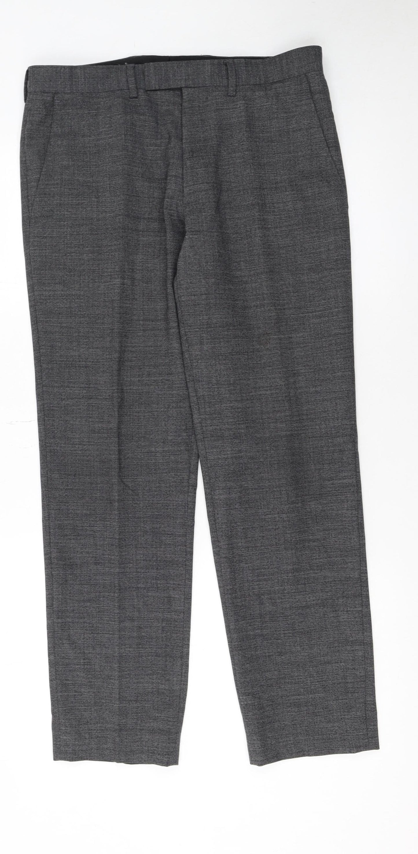 Kin by John Lewis Men's Grey Wool Blend Dress Trousers 32S Regular Fit