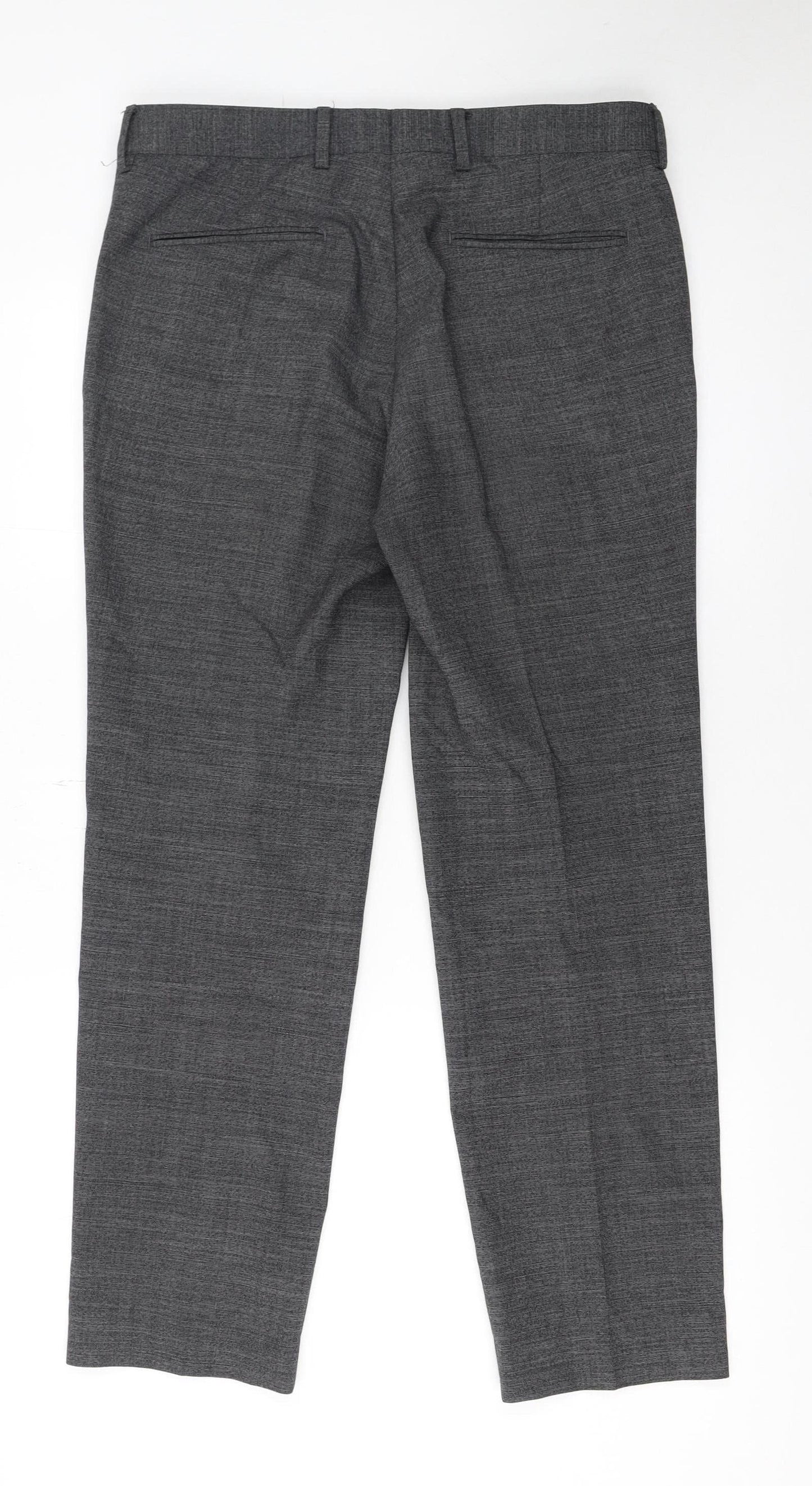 Kin by John Lewis Men's Grey Wool Blend Dress Trousers 32S Regular Fit