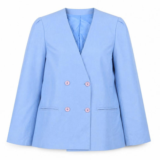 Principles Women Blue Double-Breasted Blazer Size 12 Classic Lined Jacket