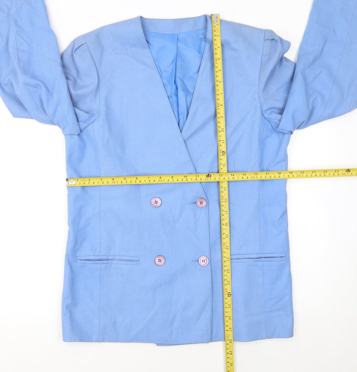Principles Women Blue Double-Breasted Blazer Size 12 Classic Lined Jacket