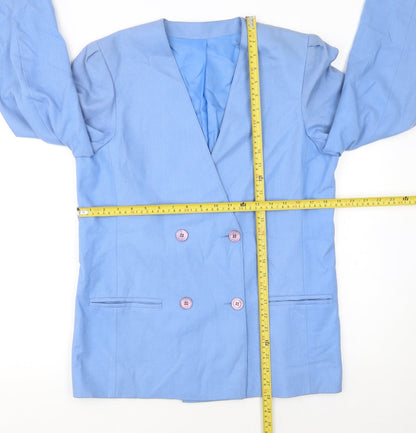 Back view of Principles Women Blue Double-Breasted Blazer, size 12, Classic Lined Jacket
