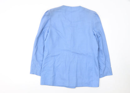 Close-up detail of Principles Women Blue Double-Breasted Blazer, size 12, Classic Lined Jacket
