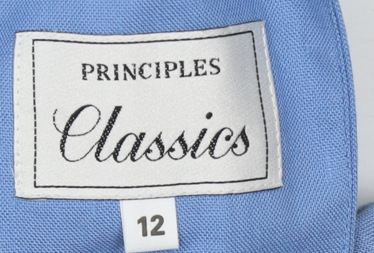 Principles Women Blue Double-Breasted Blazer Size 12 Classic Lined Jacket