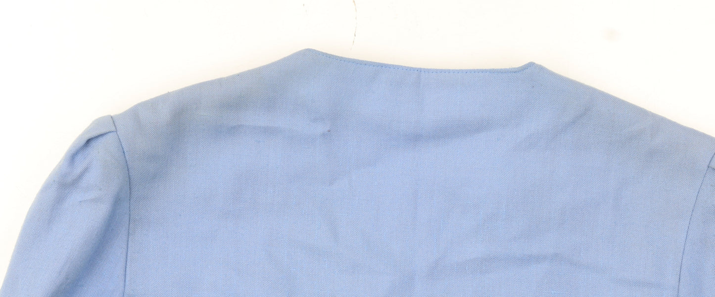 Principles Women Blue Double-Breasted Blazer Size 12 Classic Lined Jacket