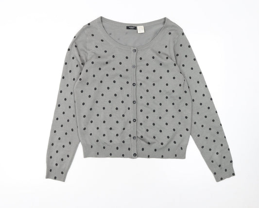 La Redoute Women Grey Polka Dot Button Cardigan Size 12/14