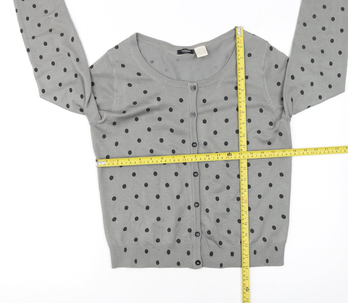 La Redoute Women Grey Polka Dot Button Cardigan Size 12/14