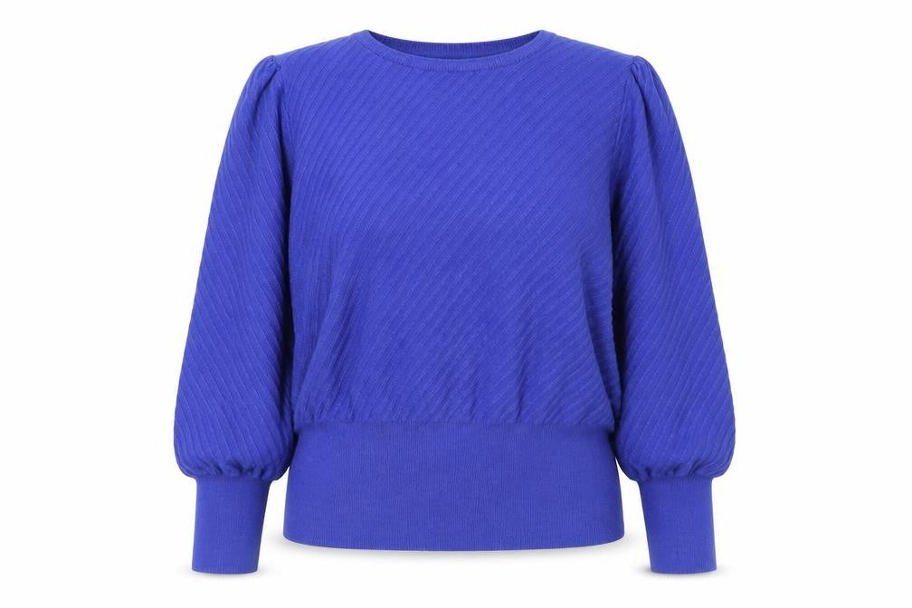 Marks & Spencer Women Blue Viscose Knit Puff Sleeve Jumper Size 16