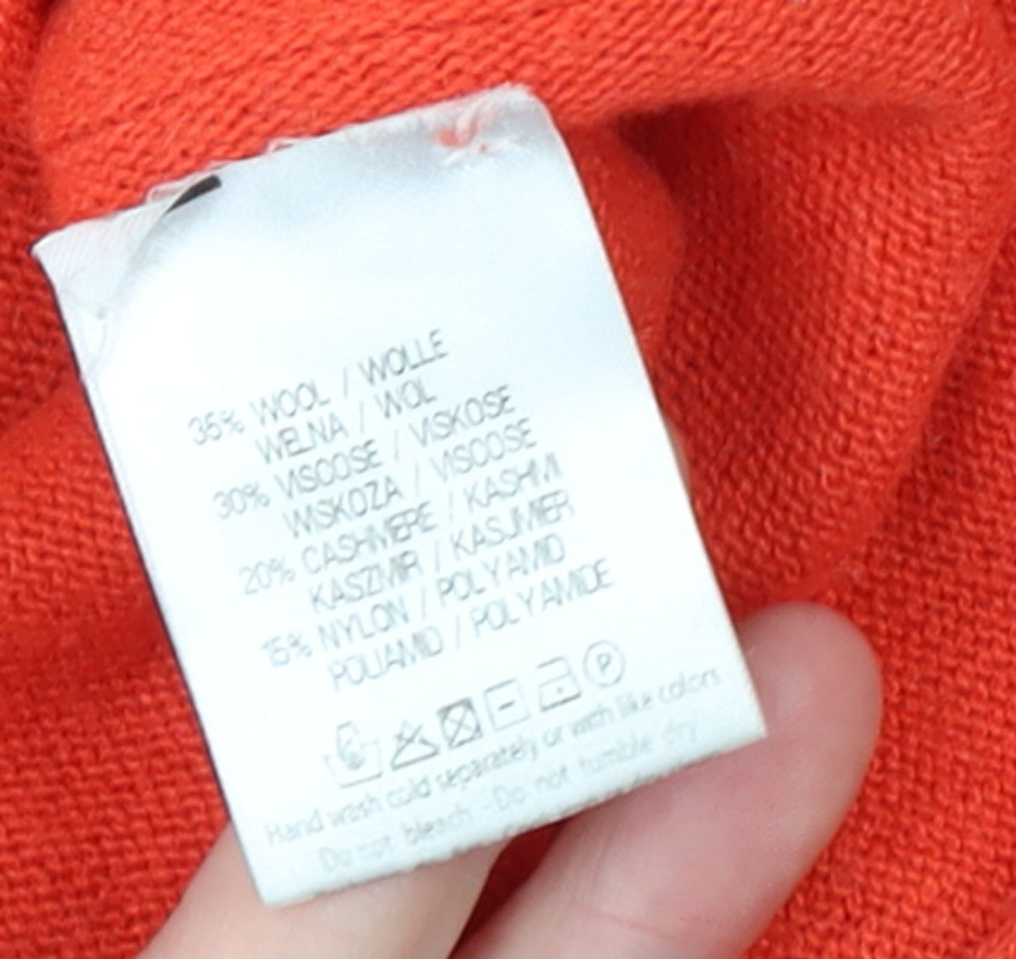 Bianco & Blu Women Red Wool Cashmere Blend Pullover Jumper M