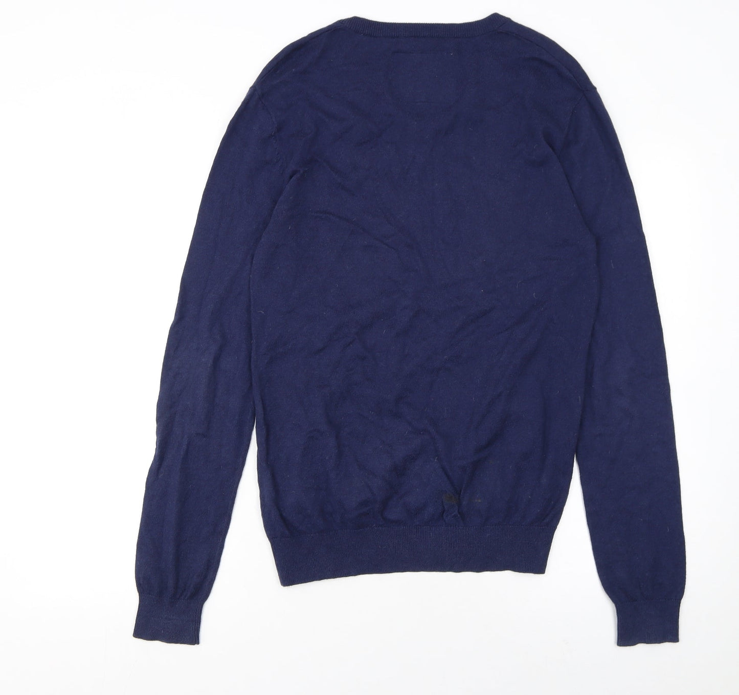 Jack Wills Men's Blue V-Neck Cotton Cashmere Jumper XS