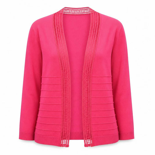 Front view of Soon Women's Pink Knit Open Front Cardigan, size 12