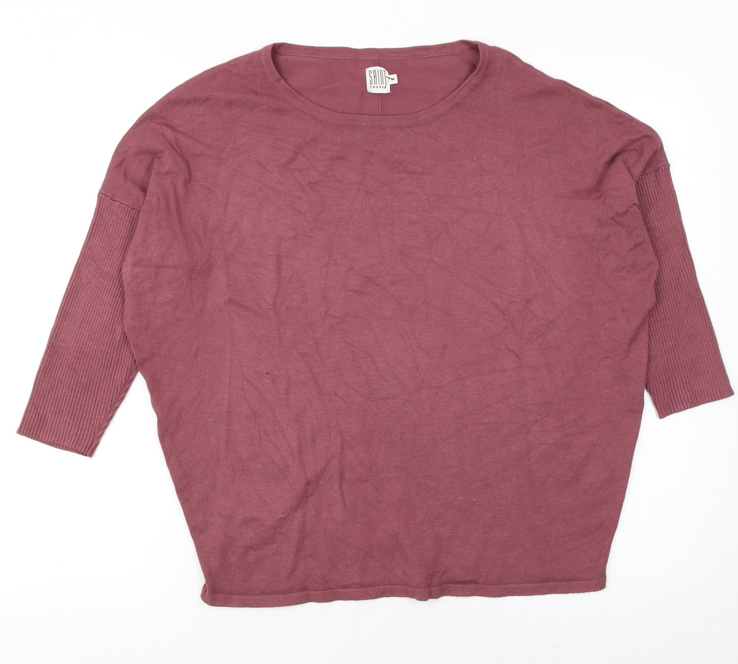 Saint Tropez Women’s Purple Crew Neck 3/4 Sleeve Relaxed Jumper M