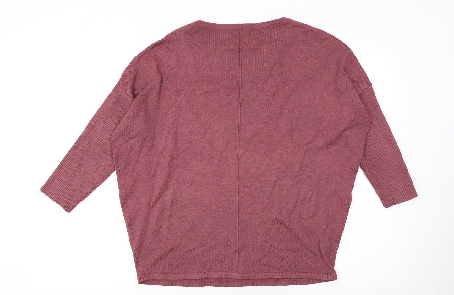 Saint Tropez Women’s Purple Crew Neck 3/4 Sleeve Relaxed Jumper M