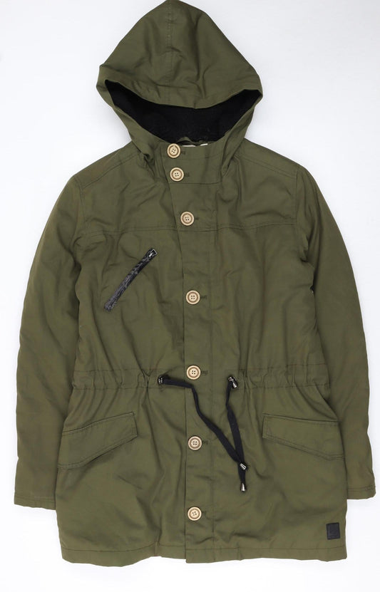 Anerkjendt Women Green Hooded Parka Jacket Size L