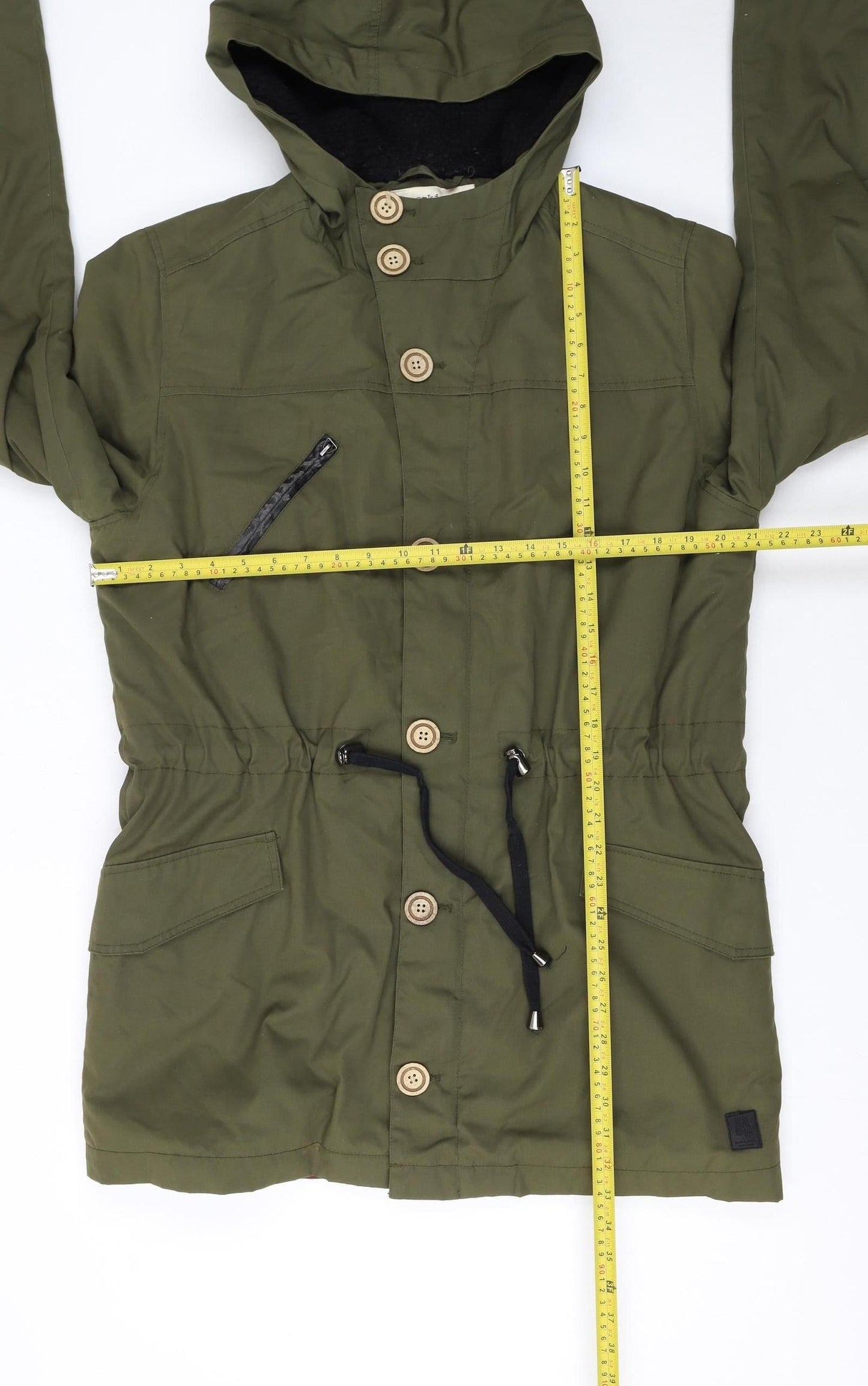 Anerkjendt Women Green Hooded Parka Jacket Size L
