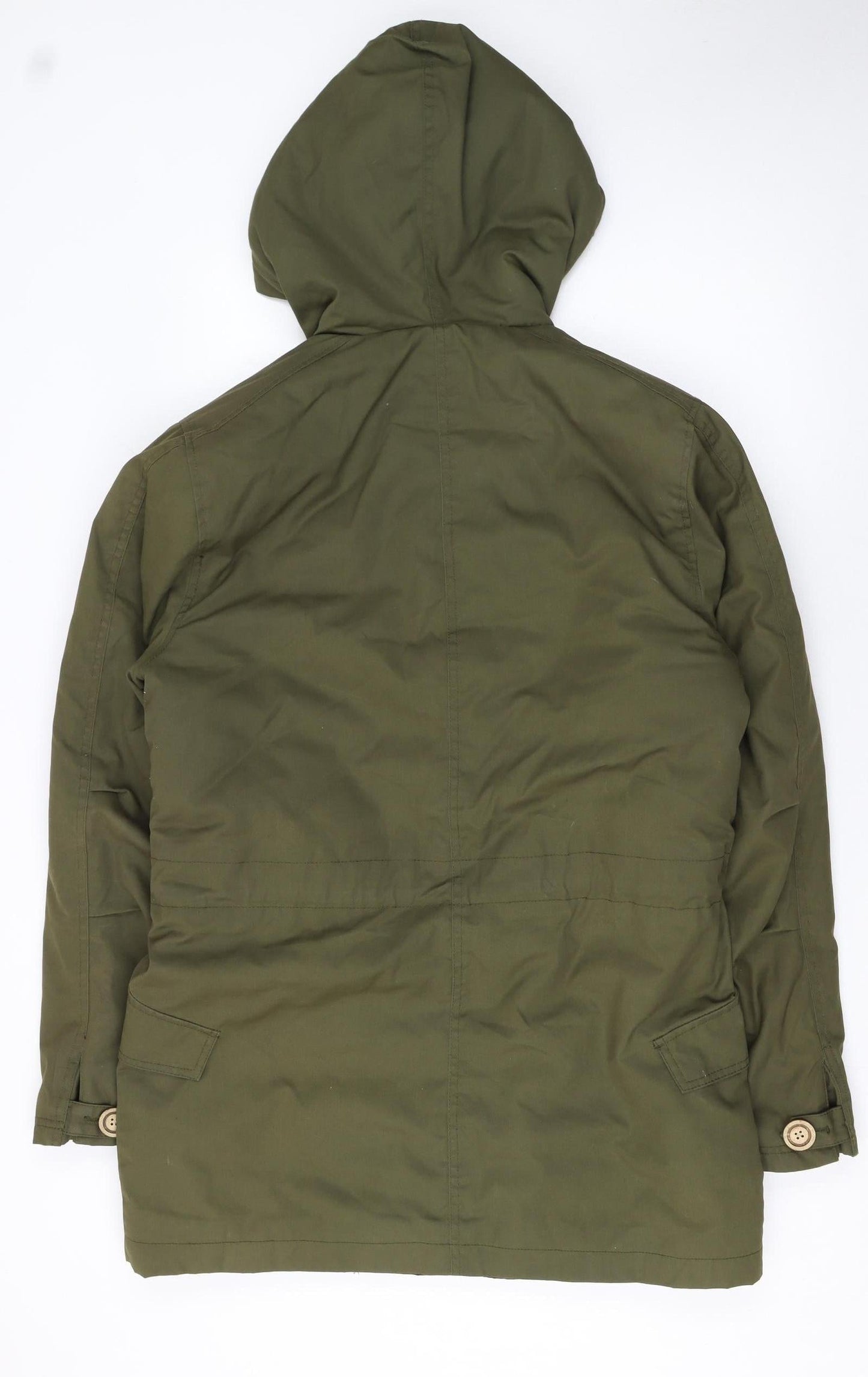Anerkjendt Women Green Hooded Parka Jacket Size L