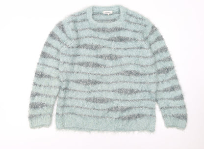 Sandwich Womens Blue Striped Chunky Knit Pullover Jumper Size L