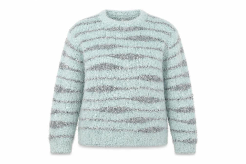 Sandwich Womens Blue Striped Chunky Knit Pullover Jumper Size L