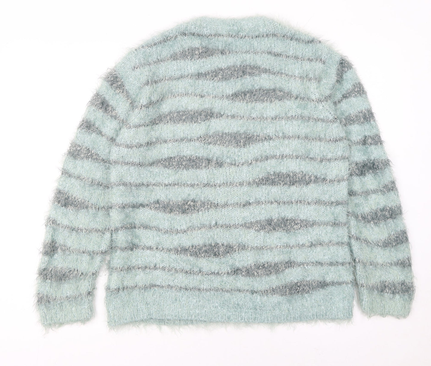 Sandwich Womens Blue Striped Chunky Knit Pullover Jumper Size L