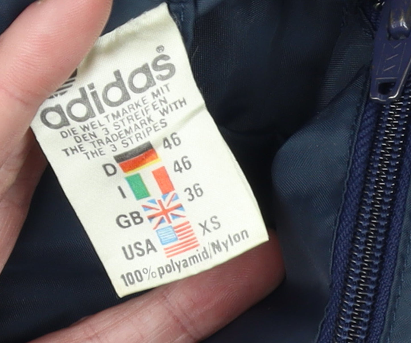 Adidas Men's Blue XS Retro Track Jacket Polyamide Full Zip Windproof