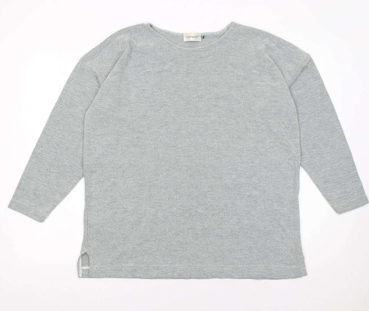Topshop Womens Grey Knit Long Sleeve Pullover Jumper One Size