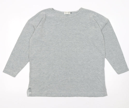 Topshop Womens Grey Knit Long Sleeve Pullover Jumper One Size