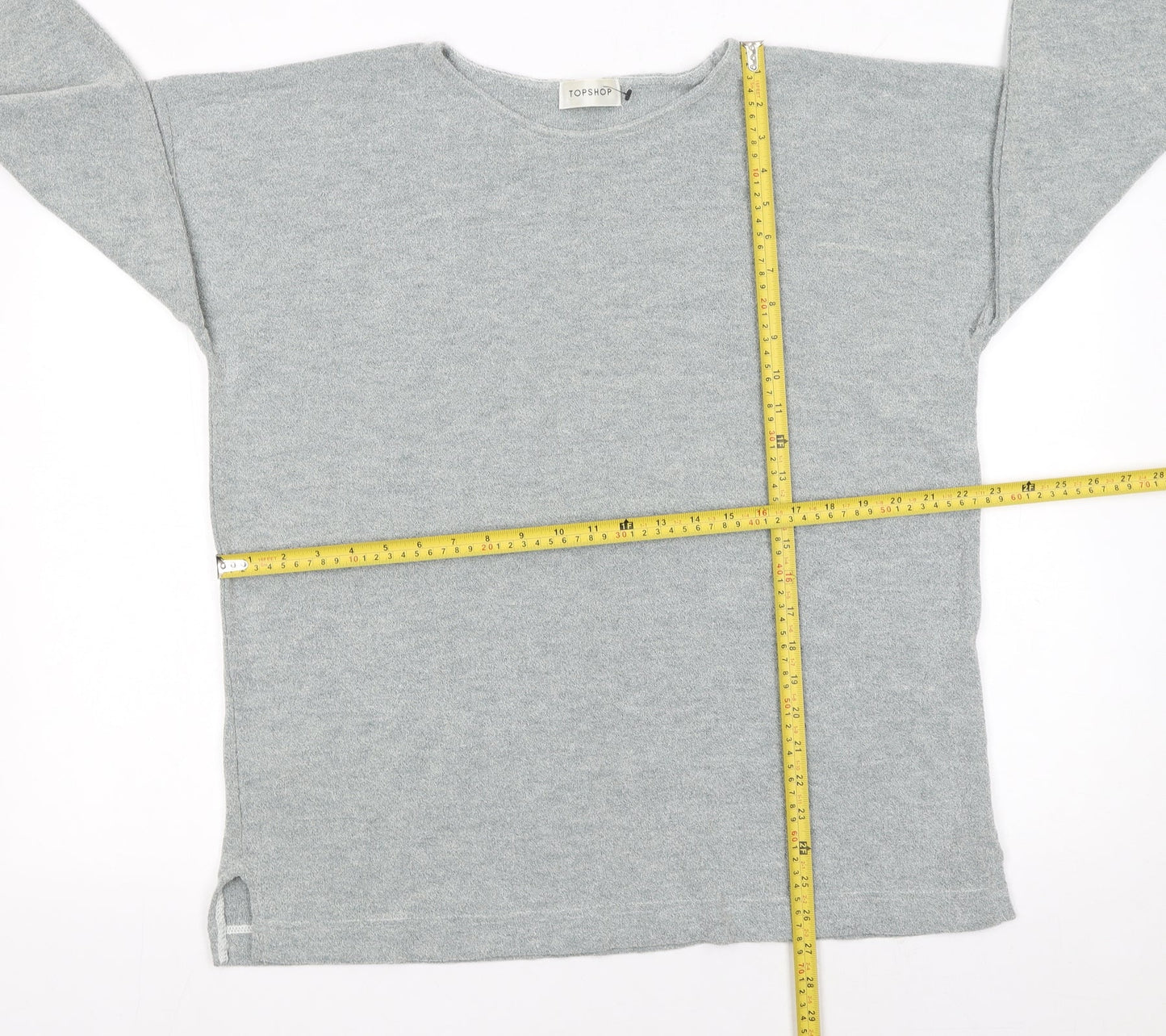 Topshop Womens Grey Knit Long Sleeve Pullover Jumper One Size