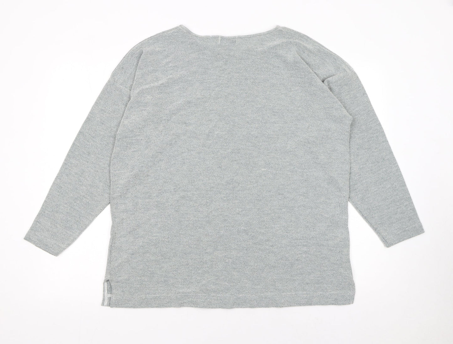 Topshop Womens Grey Knit Long Sleeve Pullover Jumper One Size