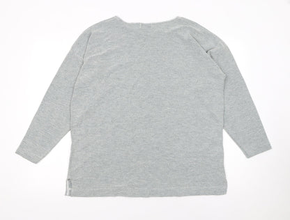 Topshop Womens Grey Knit Long Sleeve Pullover Jumper One Size