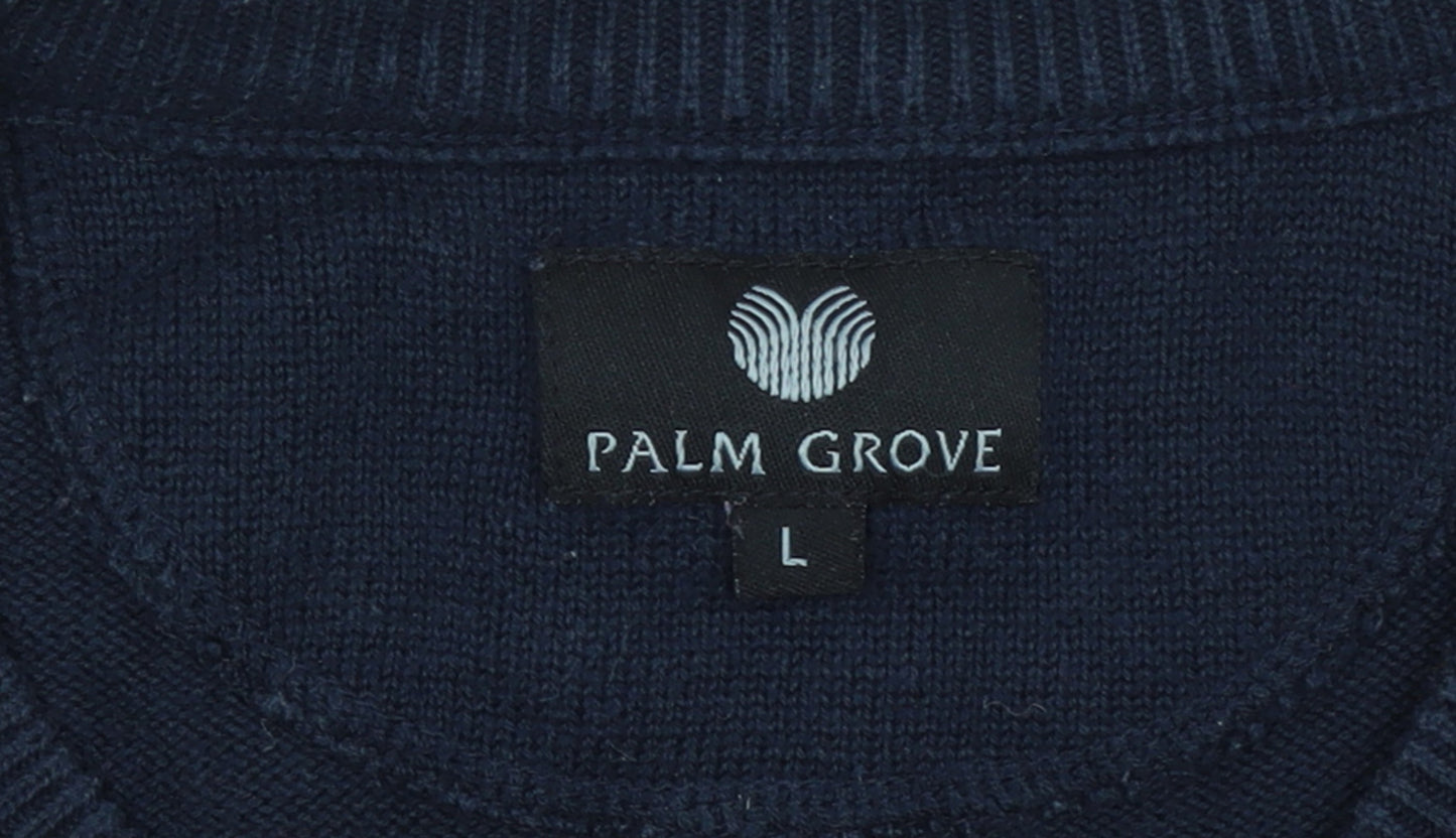 Palm Grove Men's Blue Argyle V-Neck Cotton Acrylic Jumper L