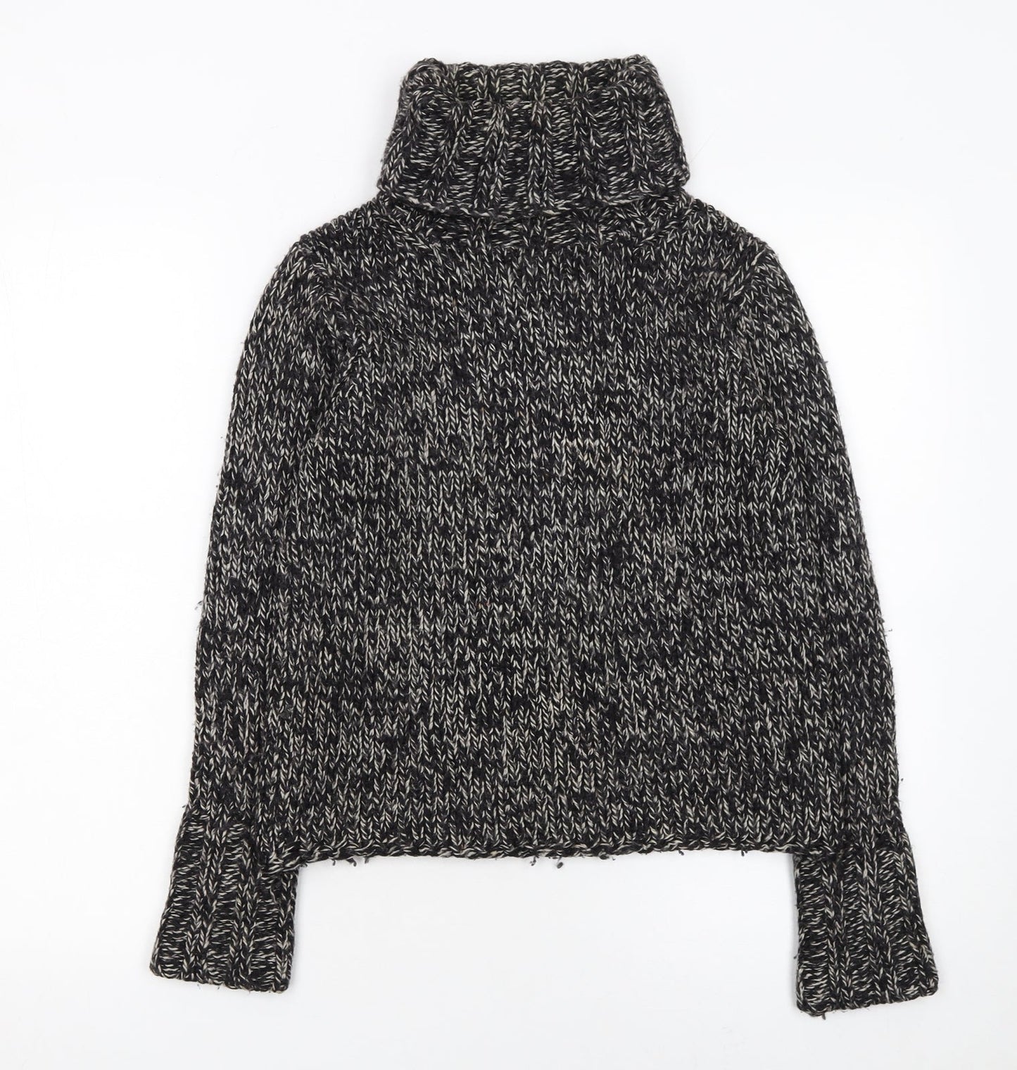 GAP Women’s Black Wool Blend Chunky Roll Neck Jumper Size S
