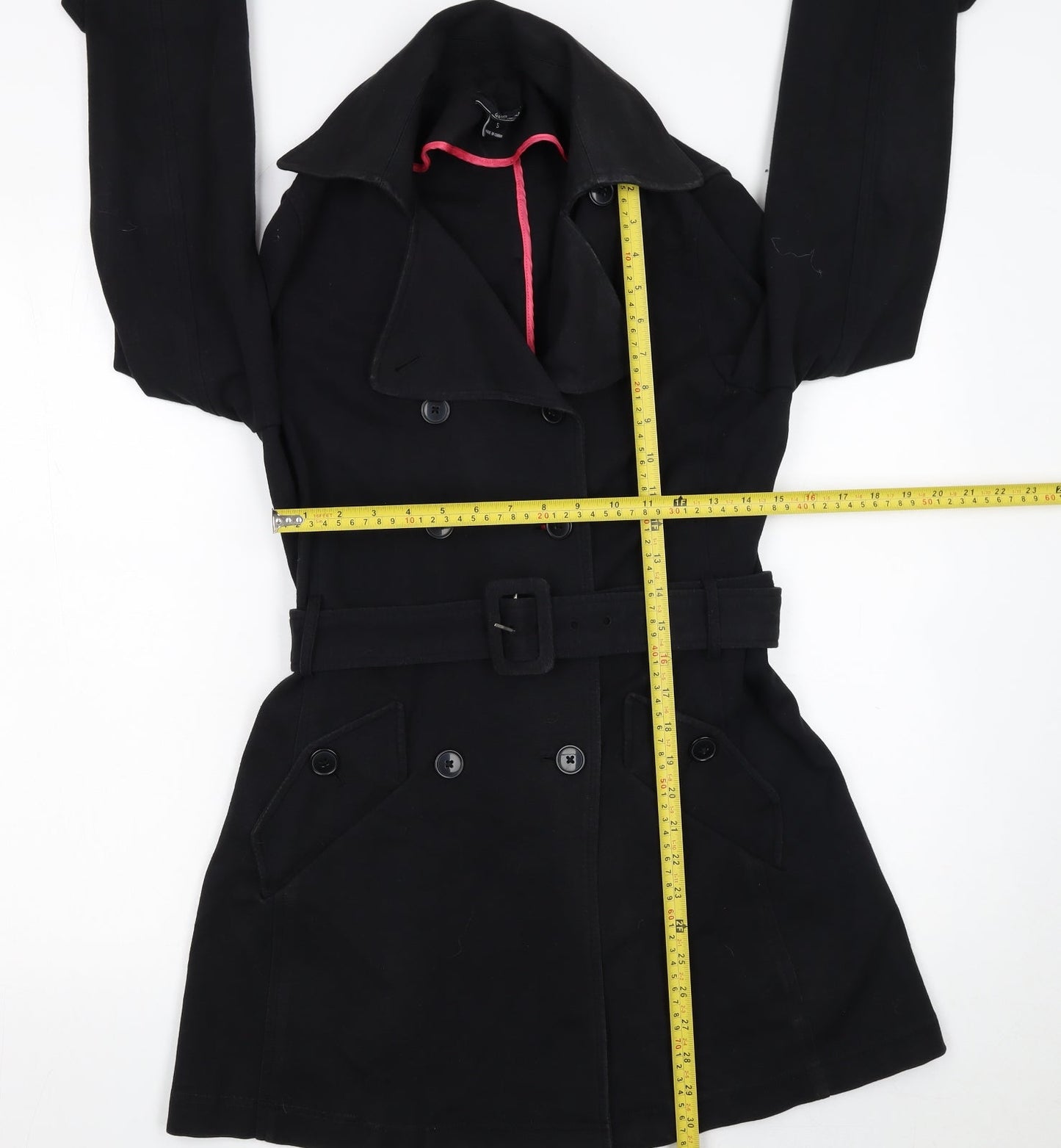 Willi Smith Women's Black Belted Trench Coat Size S