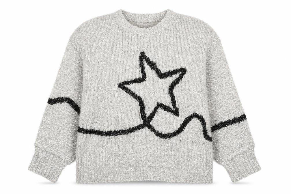 Next Women’s Grey Metallic Star Knit Pullover Jumper Size L