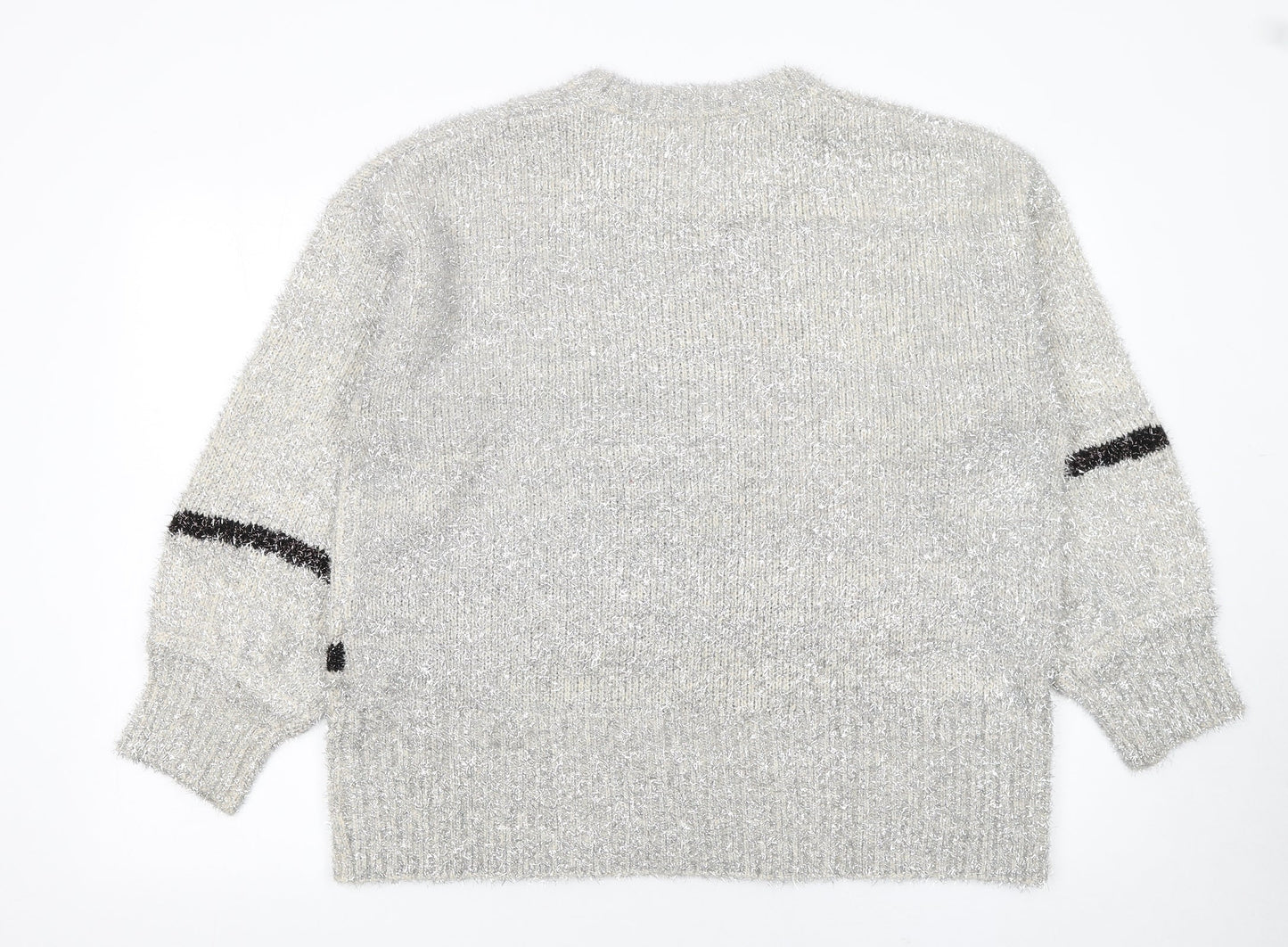 Next Women’s Grey Metallic Star Knit Pullover Jumper Size L
