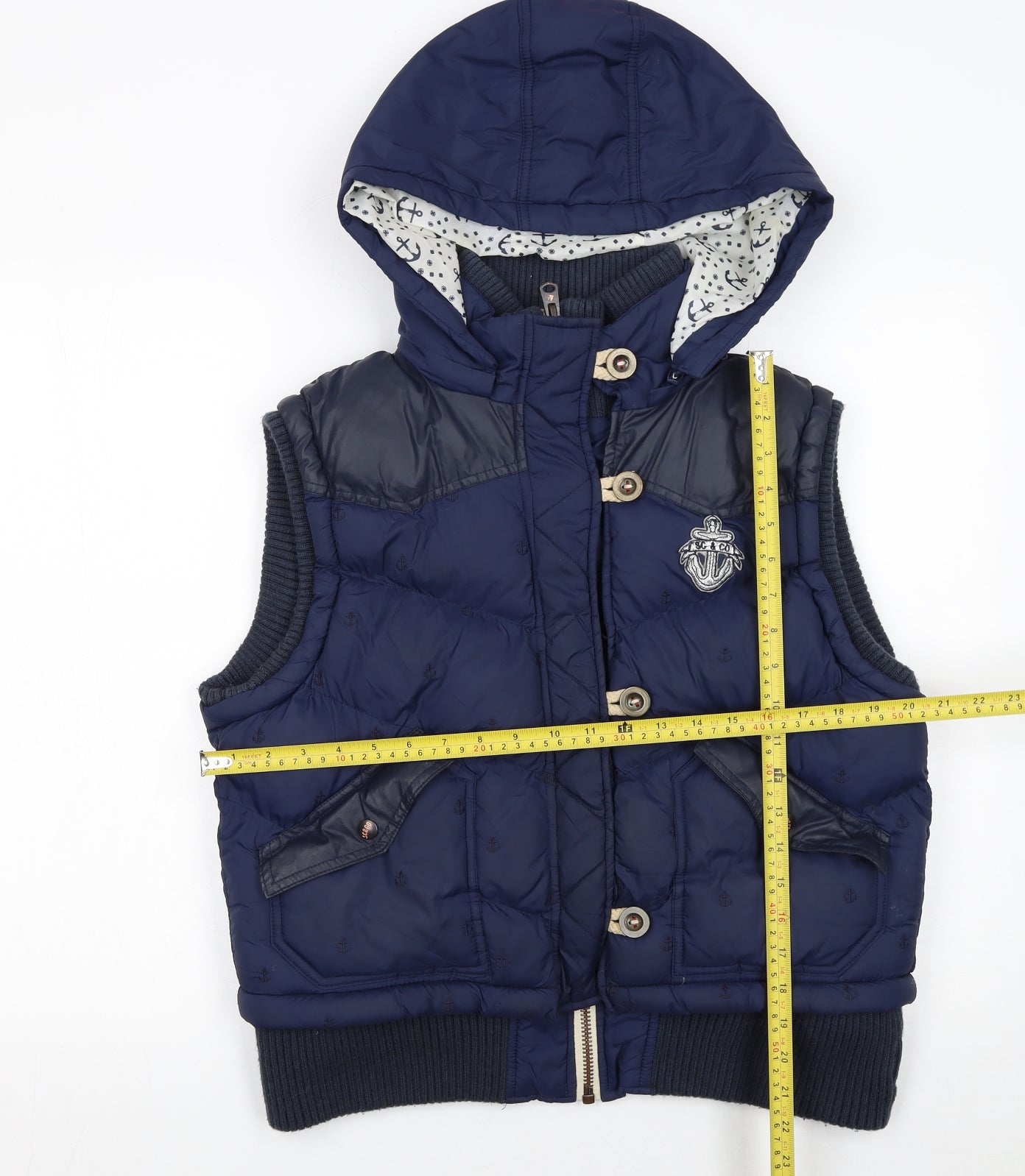 SoulCal & Co Women's Blue Hooded Puffer Waistcoat Size 16