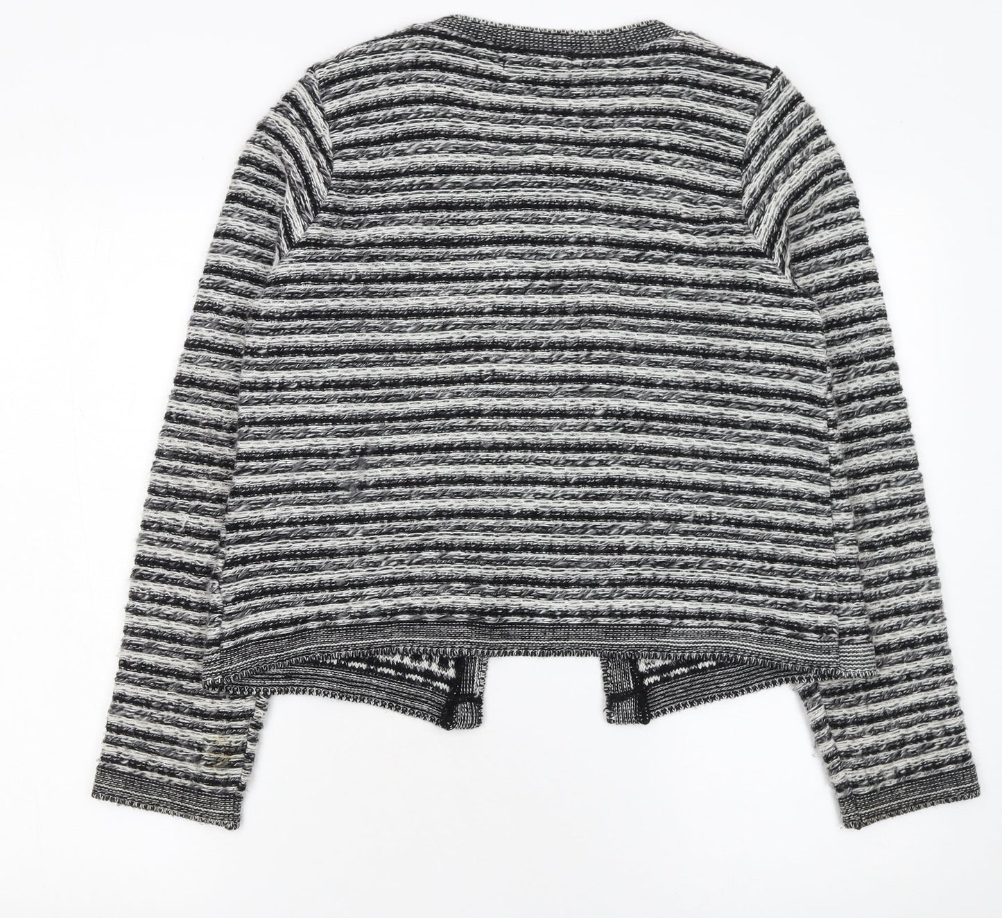 Berretti Women Grey Striped Chunky Knit Cardigan UK 12