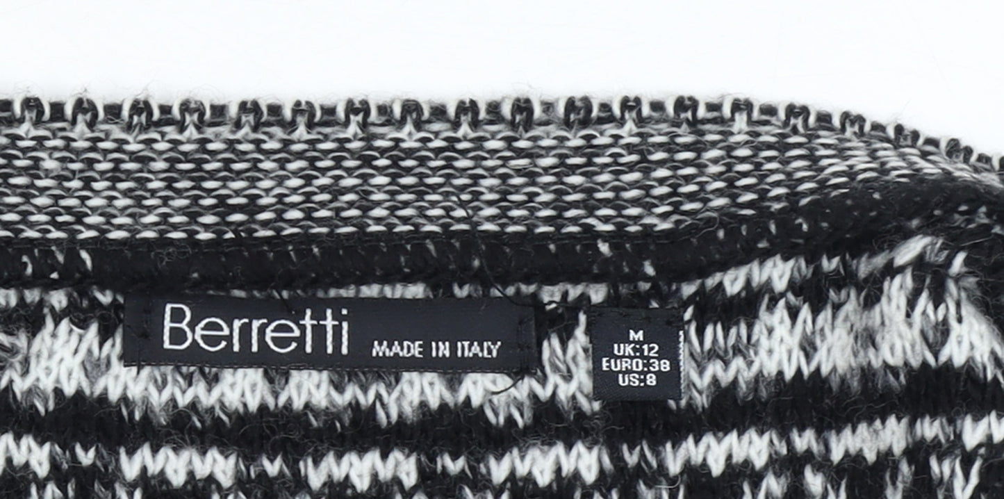 Berretti Women Grey Striped Chunky Knit Cardigan UK 12