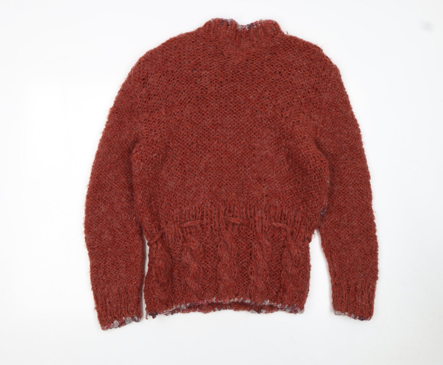 Duvin Womens Brown Chunky-Knit Wool Blend Pullover Jumper Size M