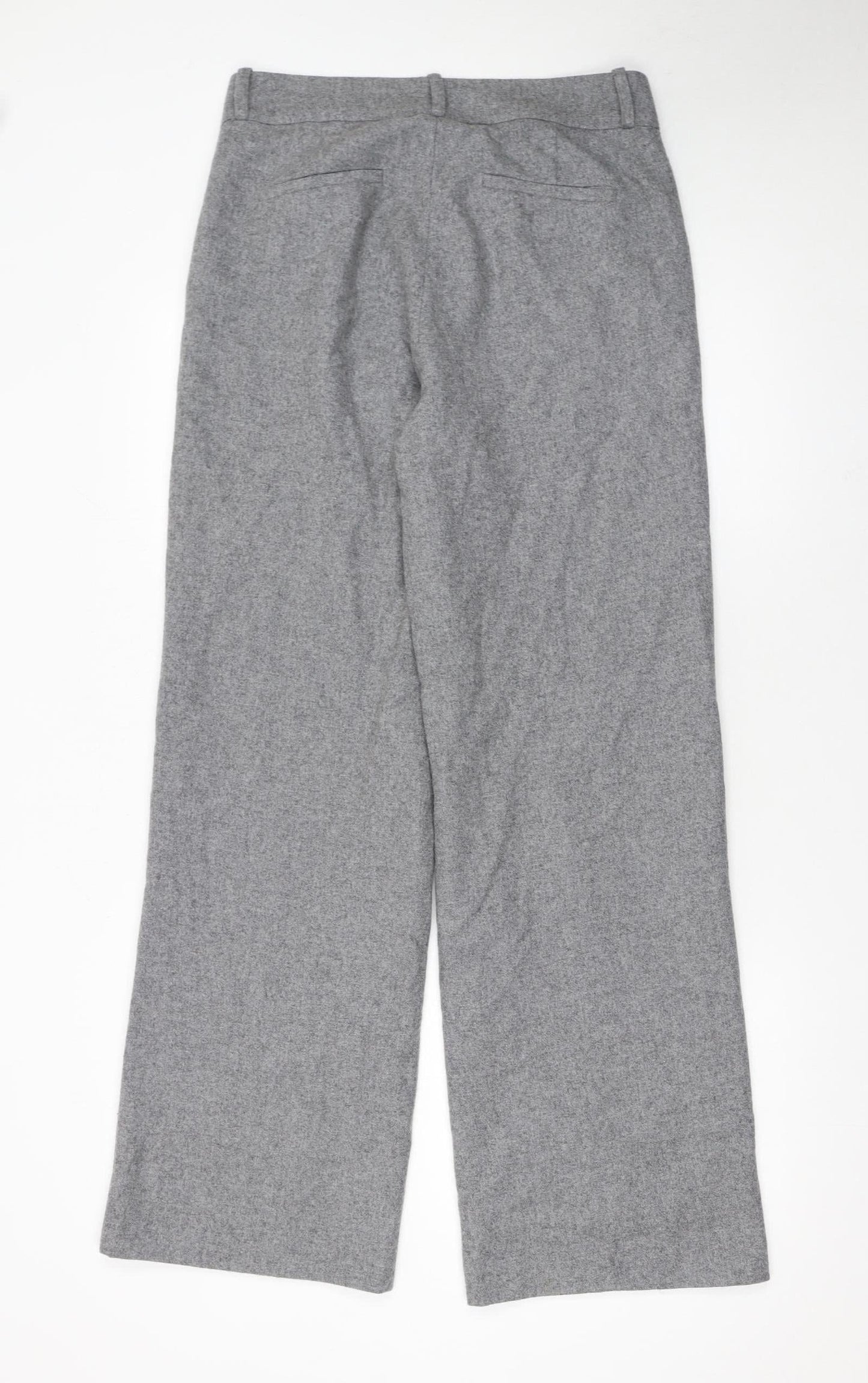 Sosandar Women’s Grey Wool Blend Wide-Leg Tailored Trousers Size 10