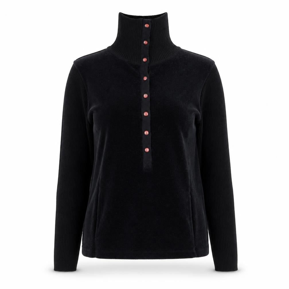 Marks & Spencer Womens Black Roll Neck Henley Jumper Medium