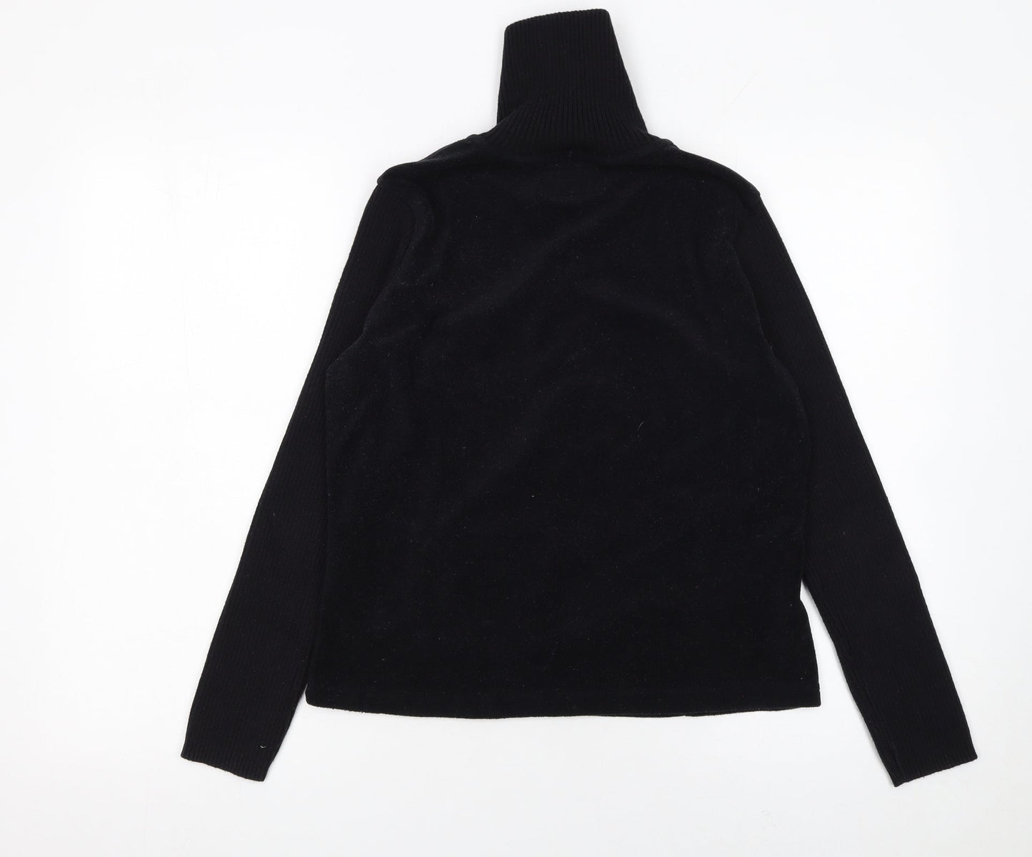 Marks and Spencer Womens Black Roll Neck Henley Jumper Medium