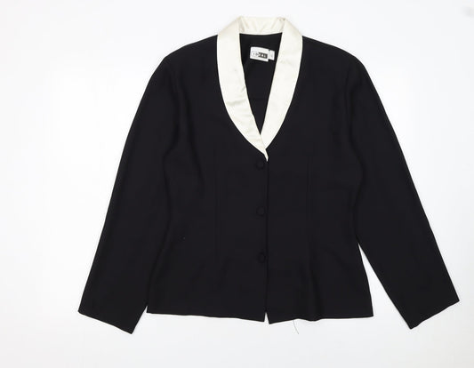 Ideal Women's Black Tuxedo Style Shawl Collar Suit Jacket Size 14