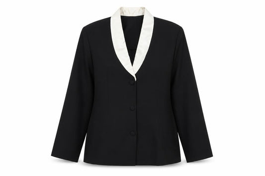 Ideal Women's Black Tuxedo Style Shawl Collar Suit Jacket Size 14